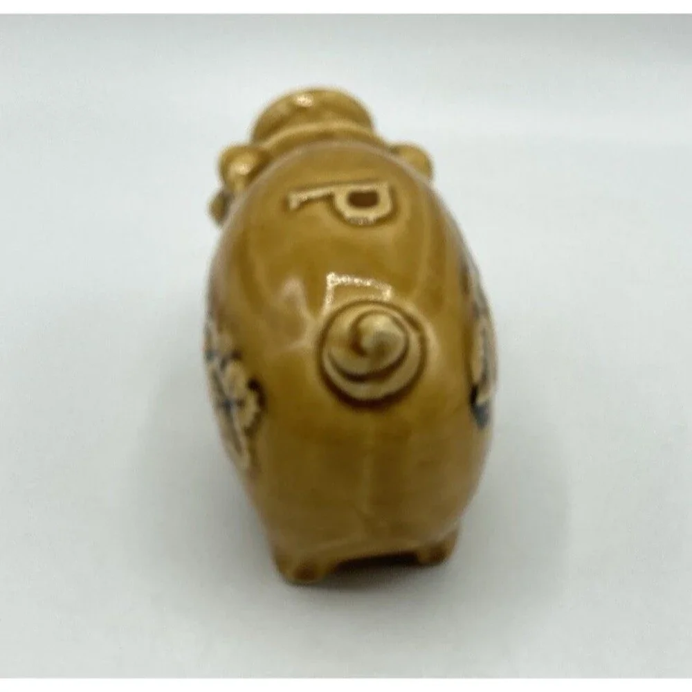 Vintage Enesco Japan Pig Salt & Pepper Shakers Harvest Gold Apple Grapes Ceramic